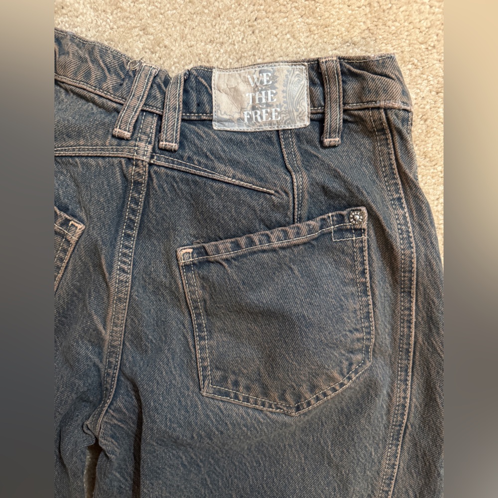 We The Free Good Luck Ian Indigo Dark Blue Barrel Jeans Size 24 - Picture 6 of 11